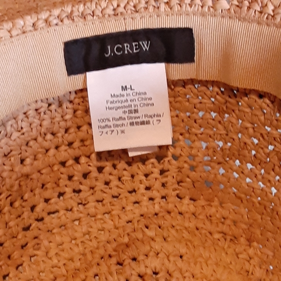 J. Crew, Raffia Straw, Floppy Banded Fedora, Size Medium-Large , Unisex - Picture 3 of 9